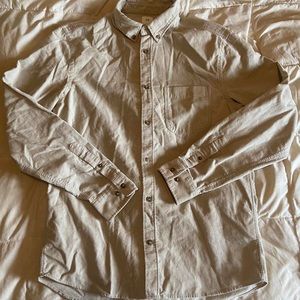 h&m regular fit corduroy button up in light beige